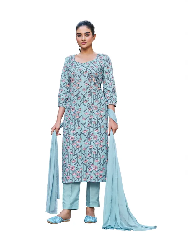 Blue_Viscose_Rayon_Straight_Calf_Length_U-Neck_Kurta_Sets_For_Women
