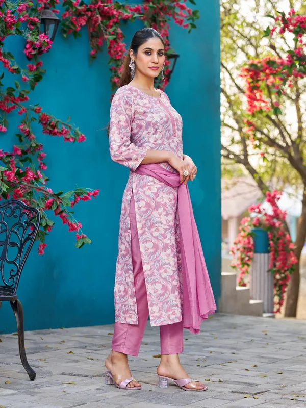 Purple_Viscose_Rayon_Straight_Calf_Length_Round_Neck_Kurta_Sets_For_Women