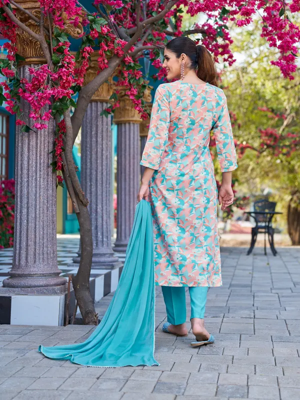 Blue_Viscose_Rayon_Straight_Calf_Length_V-Neck_Kurta_Sets_For_Women