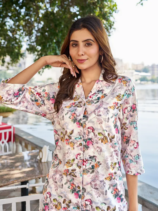 Off_White_Cotton_Blend_Shirt_Collar_Three-Quarter_Sleeves_Printed_Co-Ords_For_Women