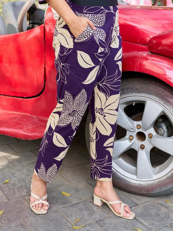 Purple_Pure_Cotton_Shirt_Collar_Three-Quarter_Sleeves_Printed_Co-Ords_For_Women