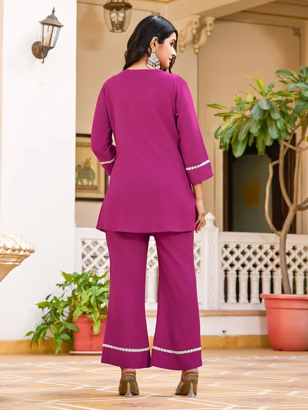 Pink_Viscose_Rayon_V-Neck_Three-Quarter_Sleeves_Embroidered_Trending_Co-Ords_For_Women