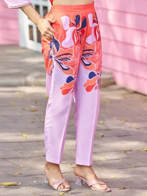 Purple_Viscose_Rayon_Shirt_Collar_Three-Quarter_Sleeves_Printed_Co-Ords_For_Women
