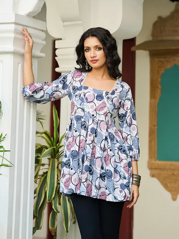 GREY_Cotton_Silk_V-Neck_Printed_Tunic_for_women