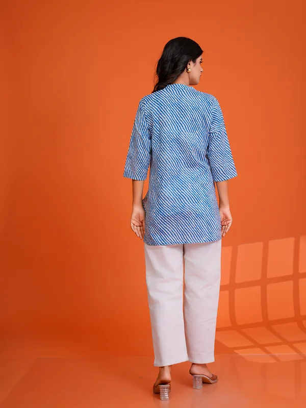 BLUE_Viscose_Rayon__Printed_Tunic_for_women