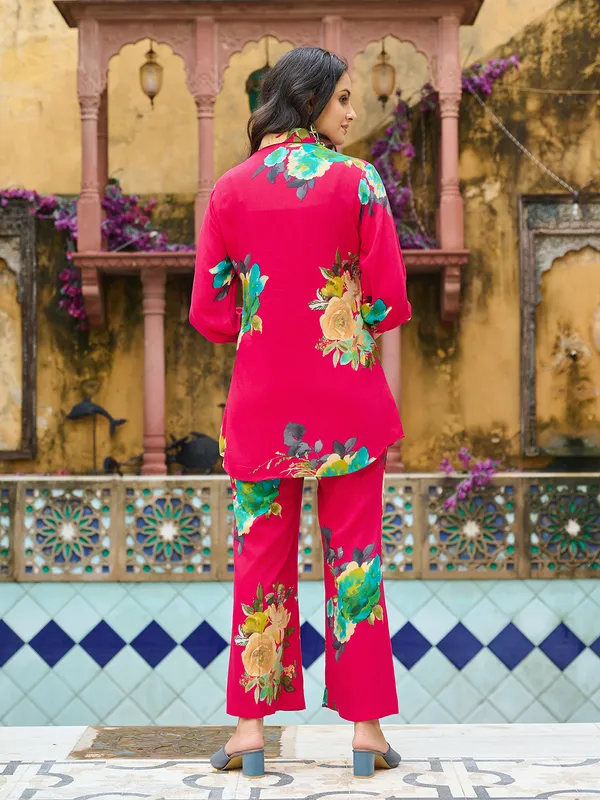 CHERRY_RED_Silk_Blend_Silk_Blend_Printed_1_Top_:_1_Pant_Co-Ord_Sets_For_Women
