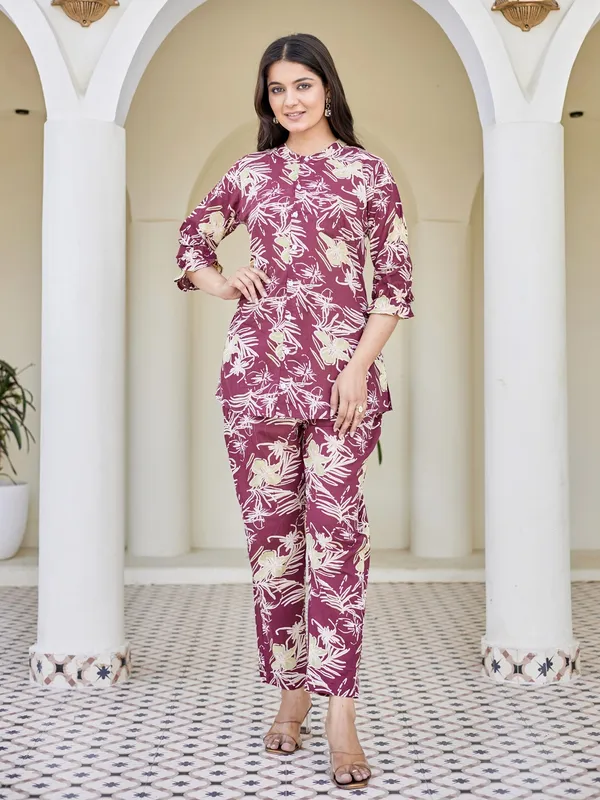 MAROON_Pure_Cotton_Pure_Cotton_Printed_19_Top_:_1_Pant_Co-Ord_Sets_For_Women