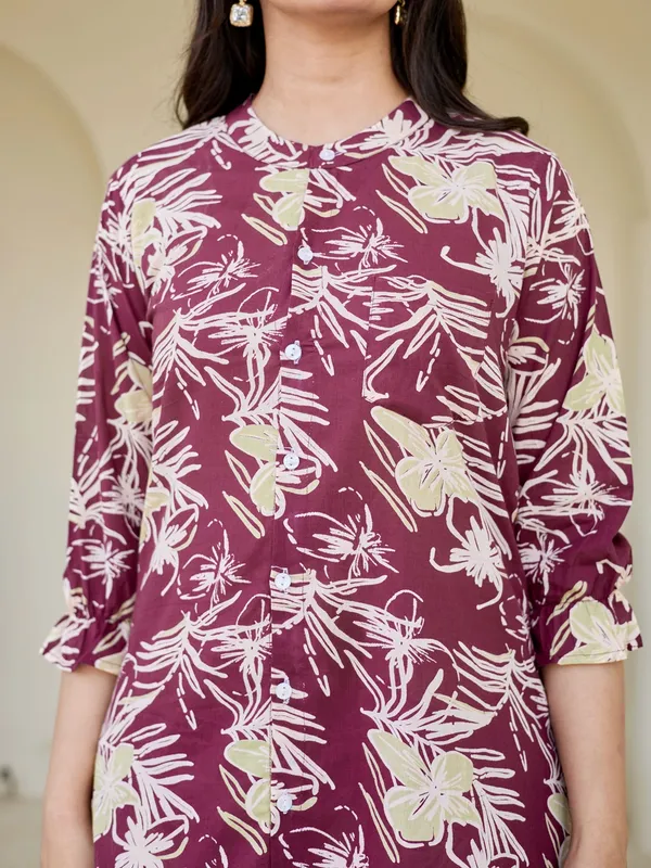 MAROON_Pure_Cotton_Pure_Cotton_Printed_19_Top_:_1_Pant_Co-Ord_Sets_For_Women