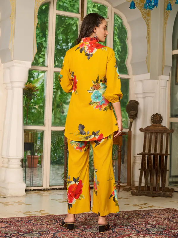MUSTARD_Silk_Blend_Silk_Blend_Printed_1_Top_:_1_Pant_Co-Ord_Sets_For_Women