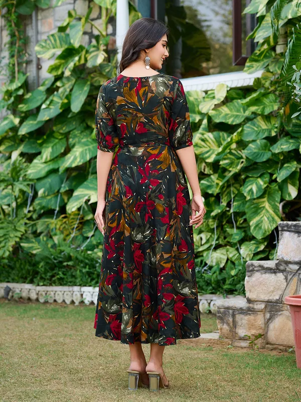 BLACK_Cotton_Silk_V-Neck_Printed_Tunic_for_women