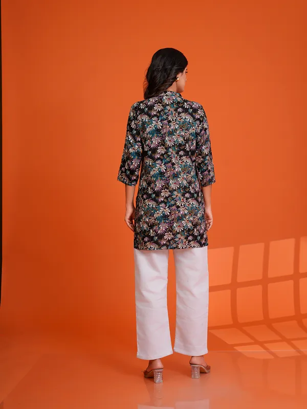 BLACK_Viscose_Rayon__Printed_Tunic_for_women