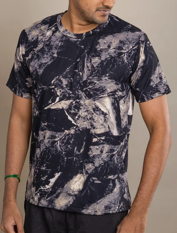 Black_&_White_Cotton_Feel_Lycra_Round_Neck_T_Shirt_For_Men