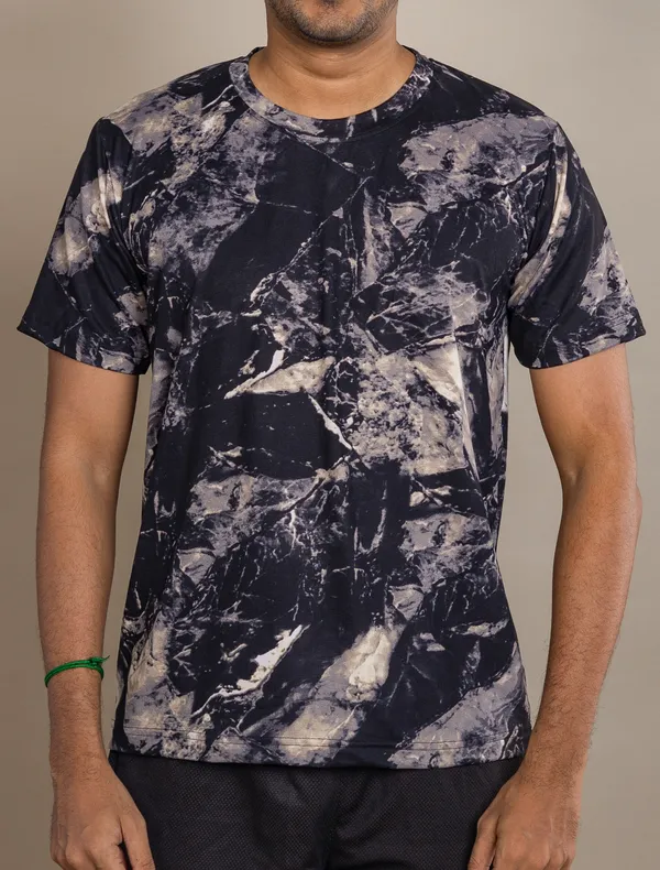 Black_&_White_Cotton_Feel_Lycra_Round_Neck_T_Shirt_For_Men