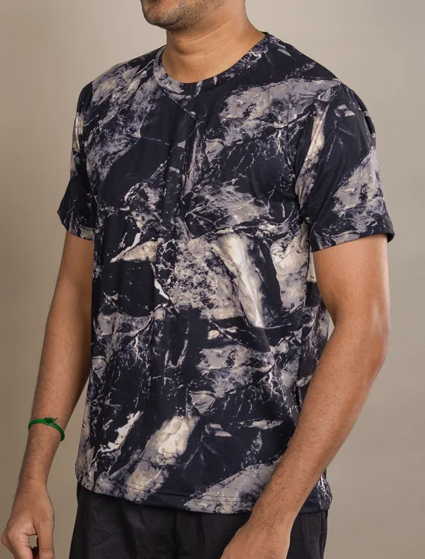 Black_&_White_Cotton_Feel_Lycra_Round_Neck_T_Shirt_For_Men