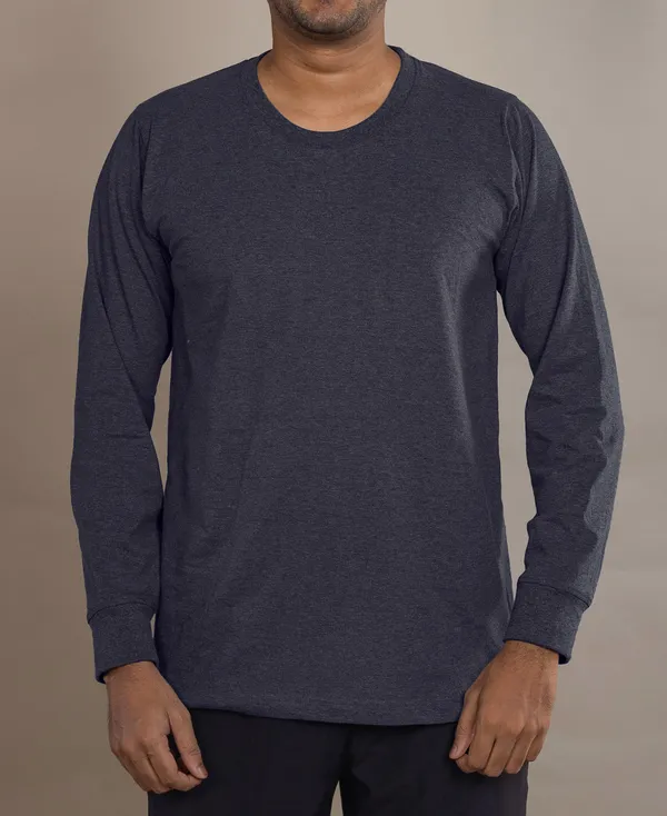 Charcoal_Melange_Cotton_220_Gsm_Round_Neck_T_Shirt_For_Men_Full_sleeve