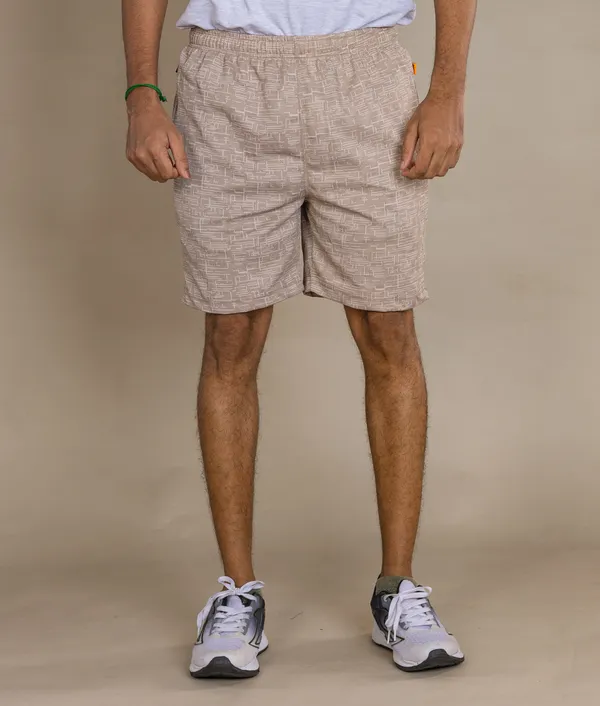 Light_Brown_Matty_Print_Shorts_For_Men