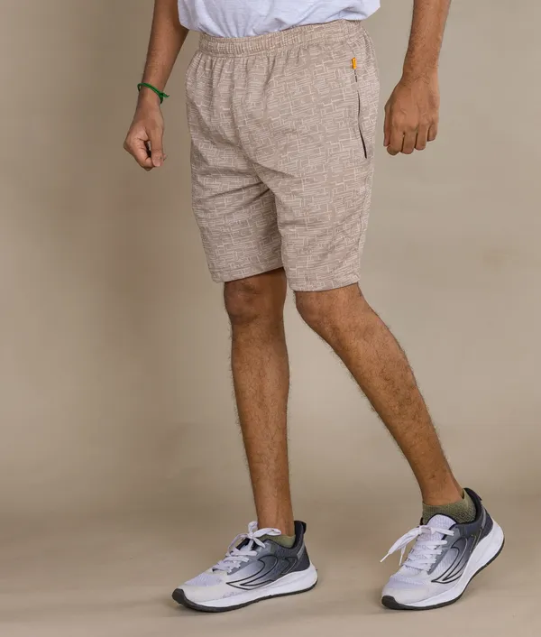 Light_Brown_Matty_Print_Shorts_For_Men