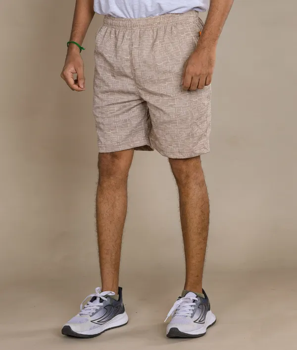 Light_Brown_Matty_Print_Shorts_For_Men
