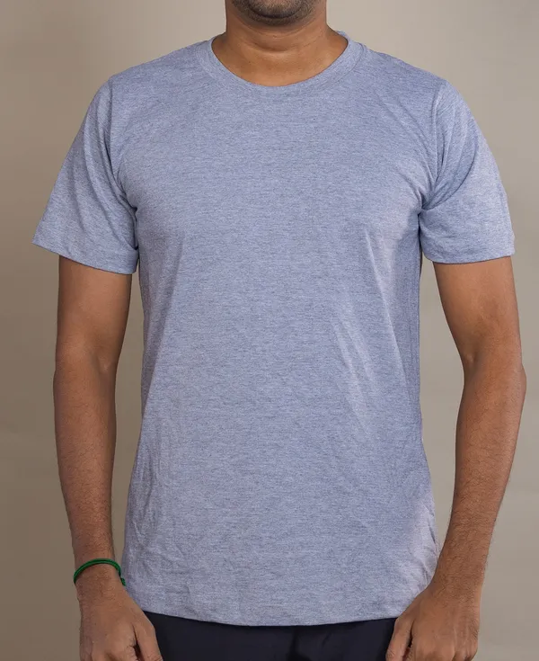 Light_Grey_Melange_Cotton_220_Gsm_Round_Neck_T_Shirt_For_Men