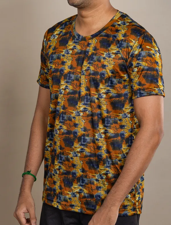 Maroon_Melange_Printed_Selina_Round_Neck_T_Shirt_For_Men
