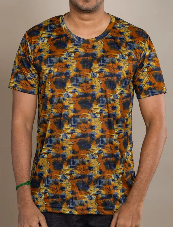 Maroon_Melange_Printed_Selina_Round_Neck_T_Shirt_For_Men