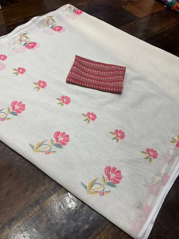 White_Premium_Soft_linen_Cotton_Saree_For_Women
