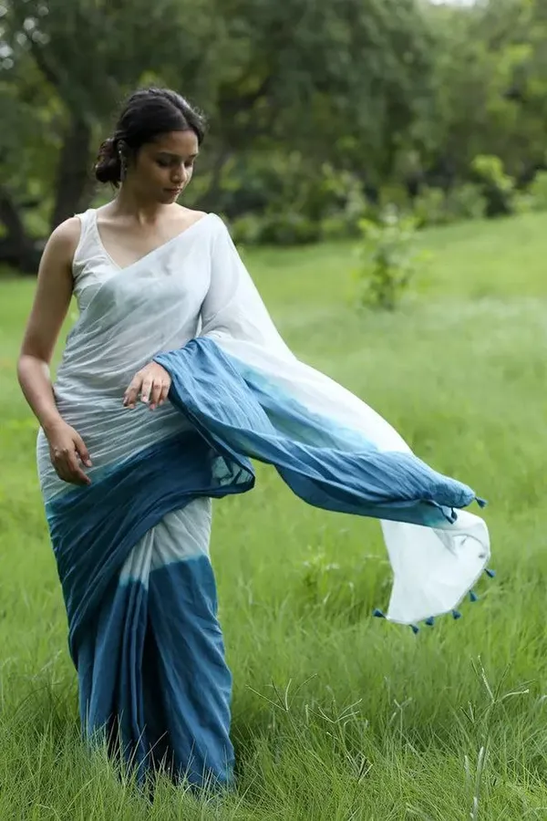 White_&_Blue_Premium_Soft_linen_Cotton_Saree_For_Women