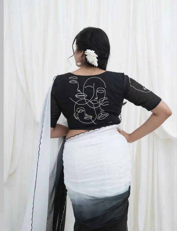 Black_&_White_Premium_Soft_linen_Cotton_Saree_For_Women