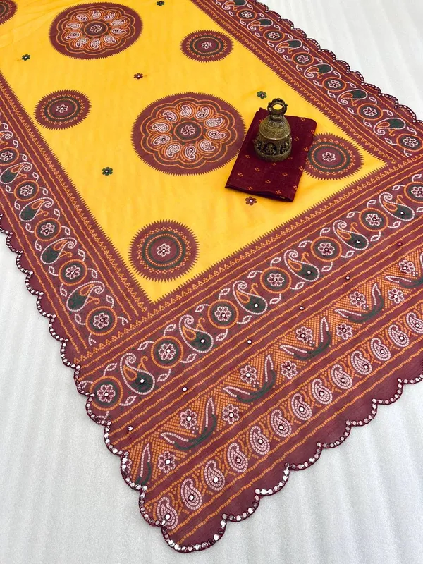 Yellow_Premium_Soft_linen_Cotton_Saree_For_Women