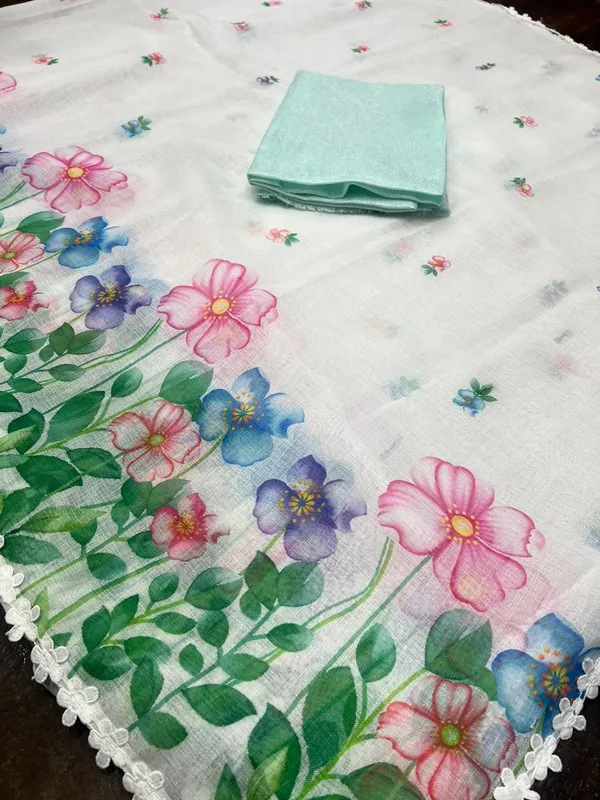 White_Premium_Soft_linen_Cotton_Saree_For_Women