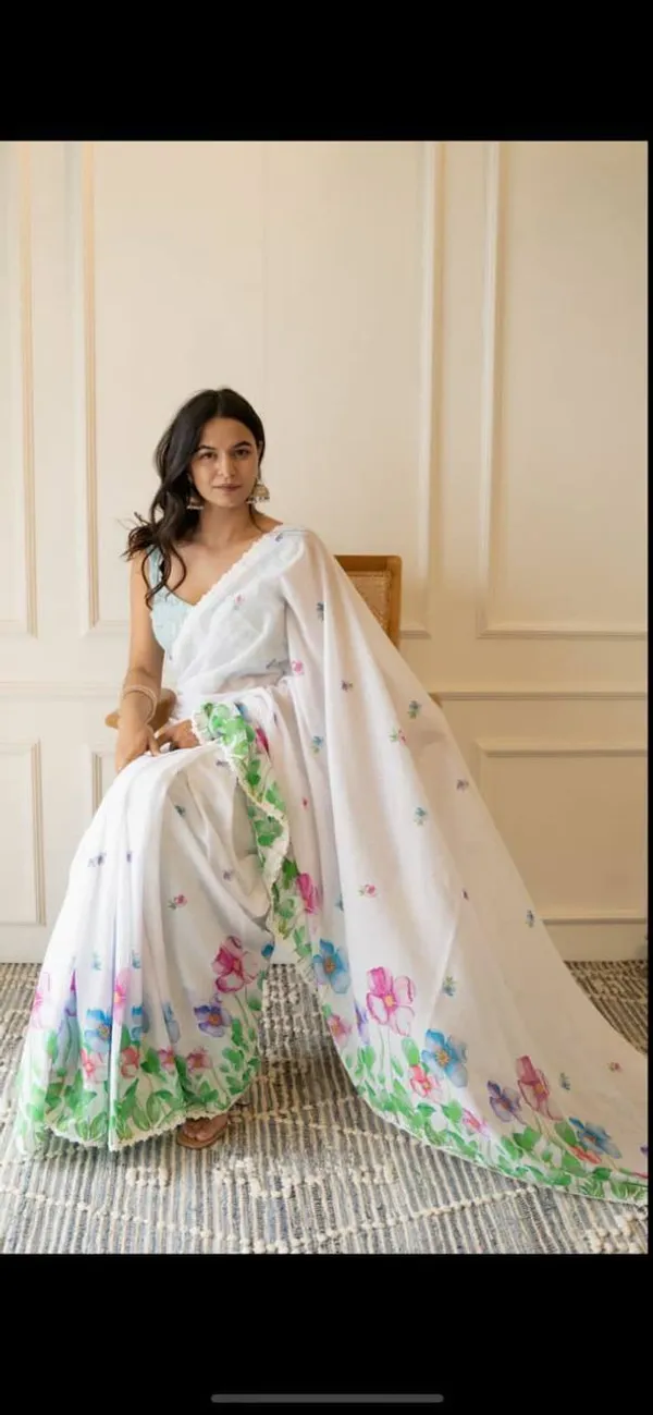 White_Premium_Soft_linen_Cotton_Saree_For_Women