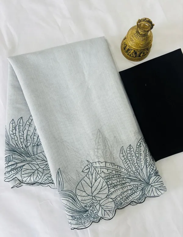 Grey_Premium_Soft_linen_Cotton_Saree_For_Women
