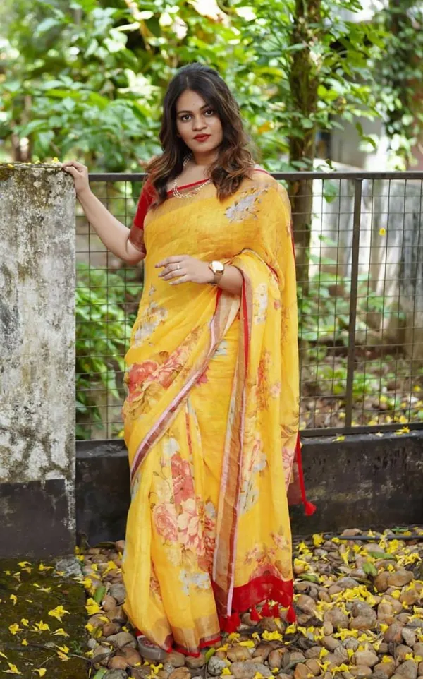 Yellow_Premium_Soft_linen_Cotton_Saree_For_Women