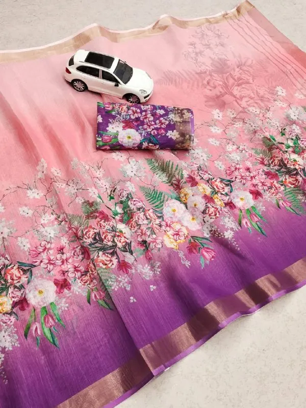 Peach_Premium_Soft_linen_Cotton_Saree_For_Women