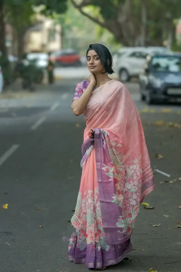 Peach_Premium_Soft_linen_Cotton_Saree_For_Women