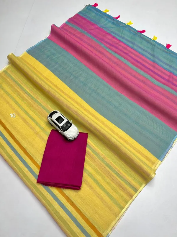 Multi_Colour_soft_linen_cotton_saree