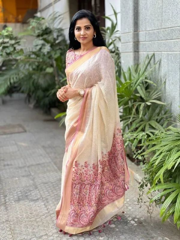 Cream_Premium_Soft_linen_Cotton_Saree_For_Women