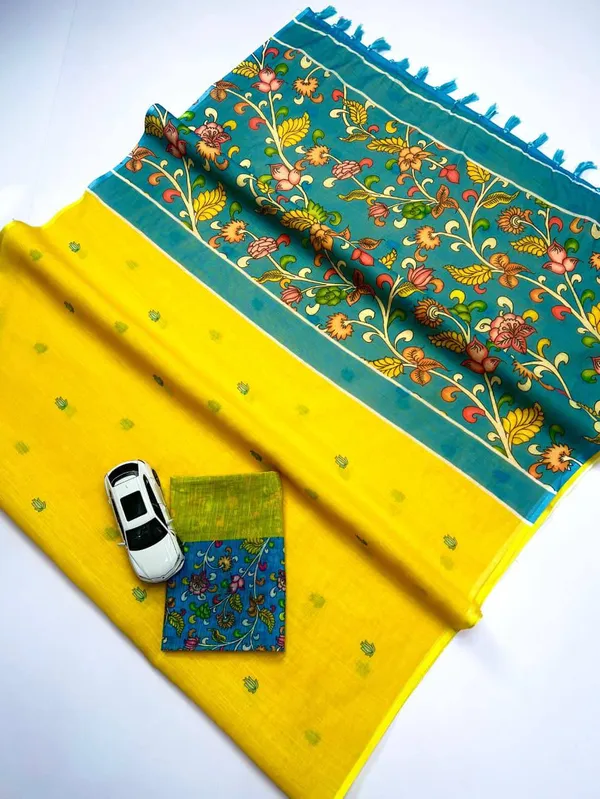 BEAUTIFUL_Yellow_Colour_Premium_Saree_With_Beautiful_Blouse