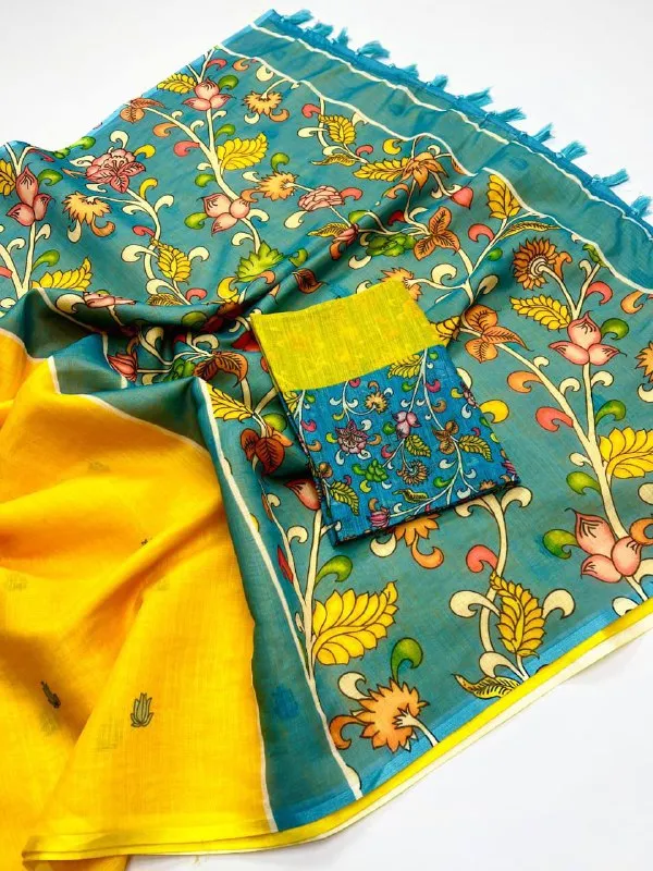 BEAUTIFUL_Yellow_Colour_Premium_Saree_With_Beautiful_Blouse