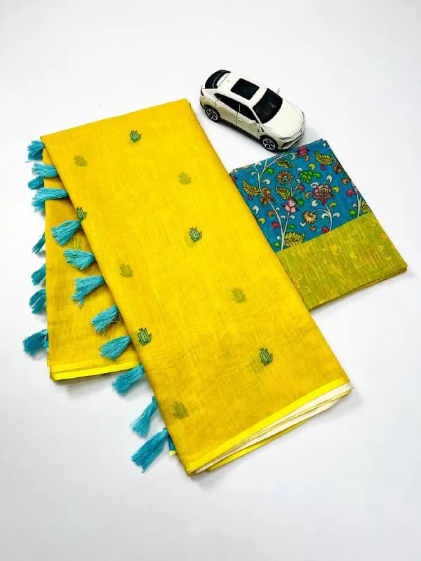 BEAUTIFUL_Yellow_Colour_Premium_Saree_With_Beautiful_Blouse
