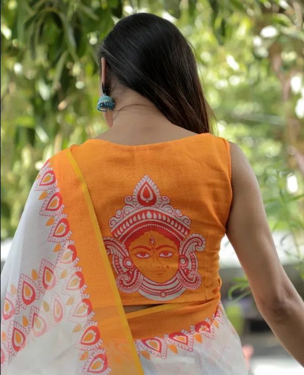 YELLOW_&_WHITE_Colour__soft_linen_cotton_saree_With_Beautiful_Blouse