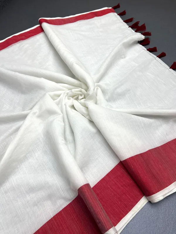 BEAUTIFUL_RED_Colour_Border_With_Pure_Linen_Cotton_saree