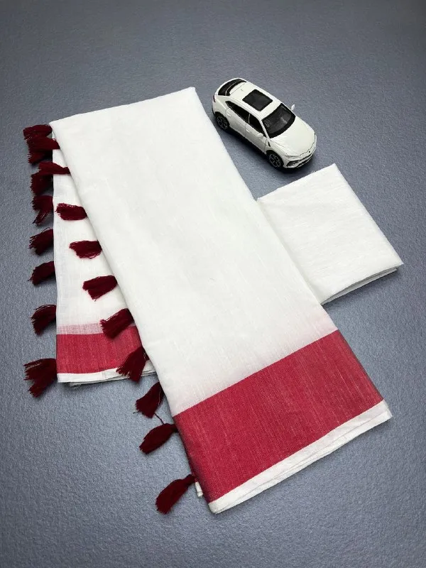 BEAUTIFUL_RED_Colour_Border_With_Pure_Linen_Cotton_saree