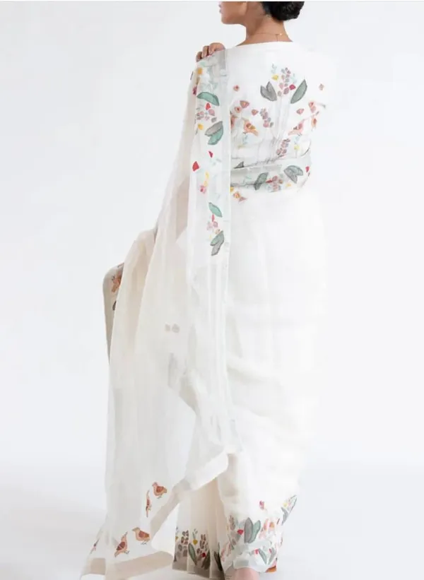 White_Premium_Soft_linen_Cotton_Saree_For_Women