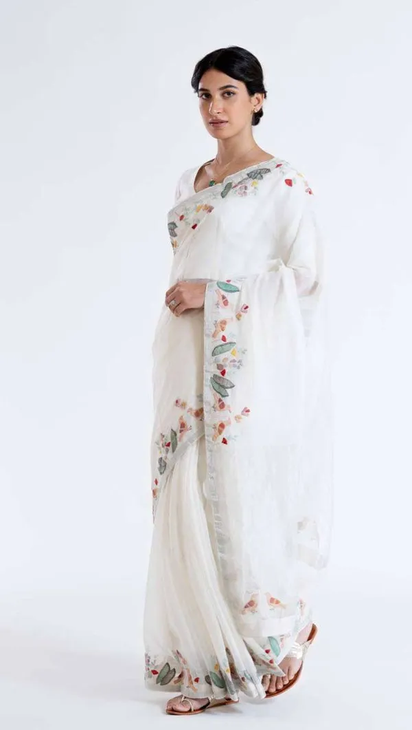 White_Premium_Soft_linen_Cotton_Saree_For_Women