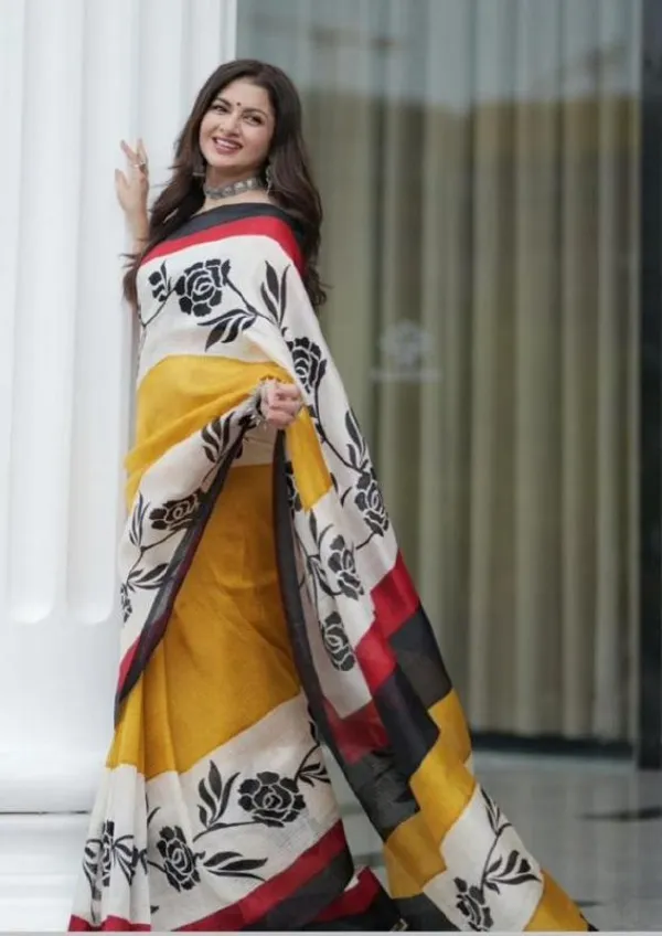 ORANGE_COLOUR_LINEN_SAREES
