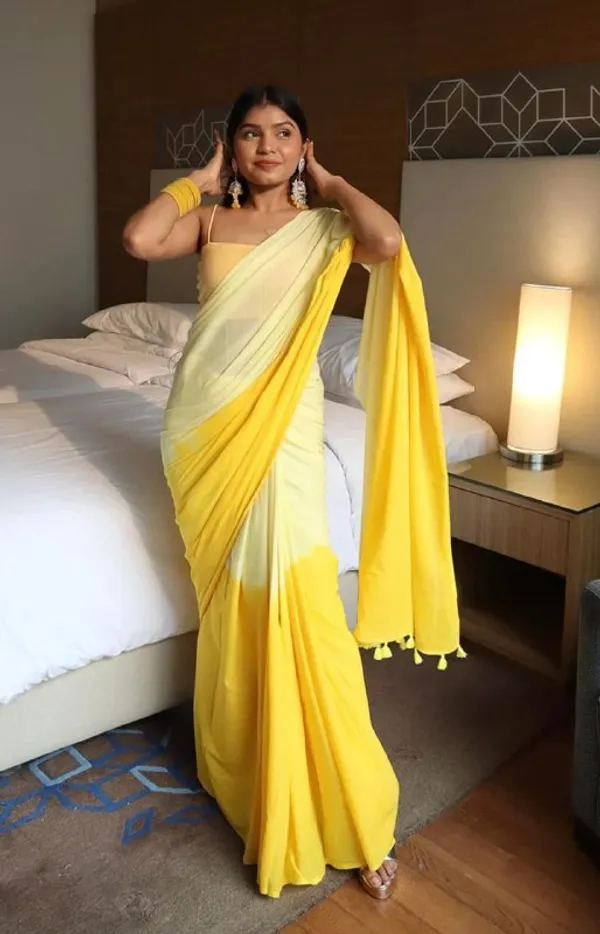 Mix_Dark_&_Light_Yellow_Premium_Linen_Cotton_Saree_With_Blouse_For_Women