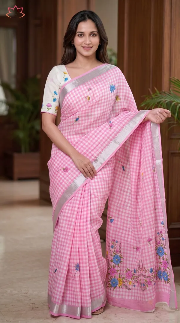 Babby_Pink_Premium_Flower_Print_Saree
