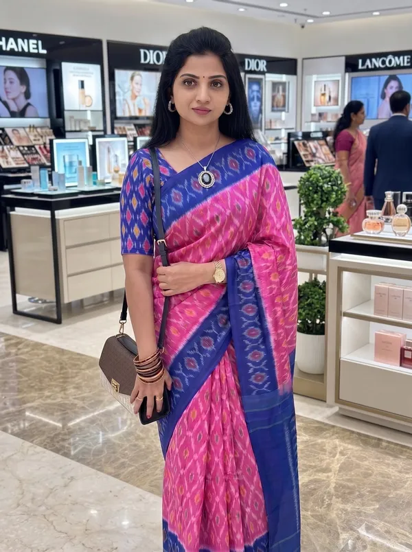 Beautiful_Pink_and_Blue_Colour_Ikkat_Print_Saree