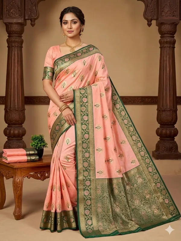 Best_And_Premium_Banarasi_Sarees_Peach_Colour